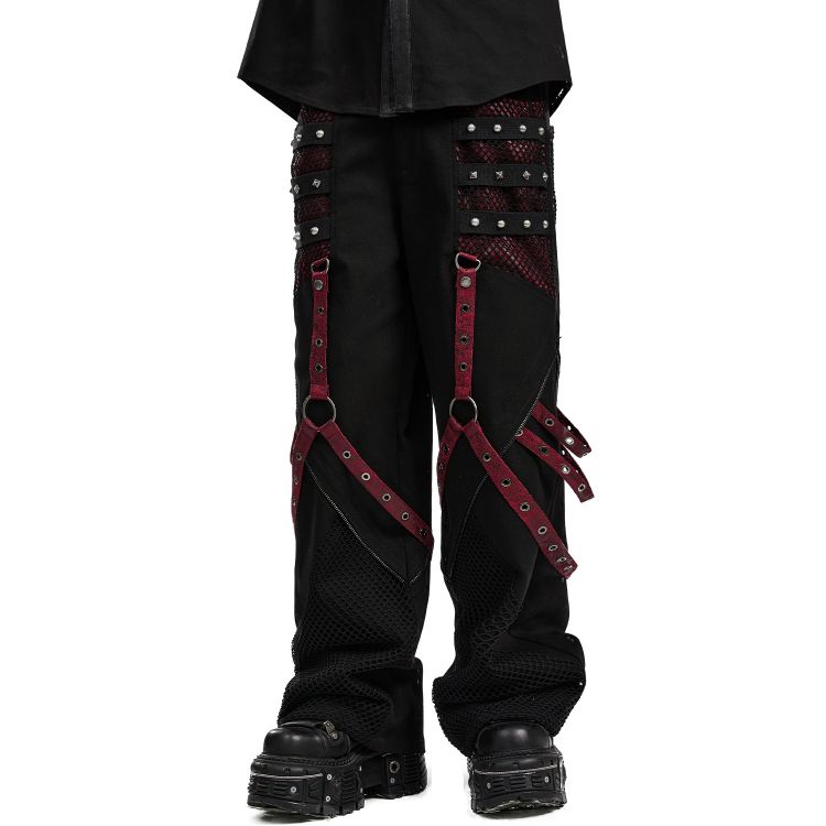 Pantalon Large 'Cataclysme' Noir et Rouge