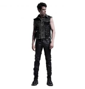 Pantalon Gothique 'Dementor' en Simili-Cuir Noir