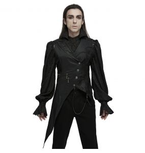 Gilet Assymétrique pour Hommes 'Vittamar' en Jacquard Noir