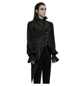 Gilet Asymétrique pour Hommes 'Vittamar' en Jacquard Noir