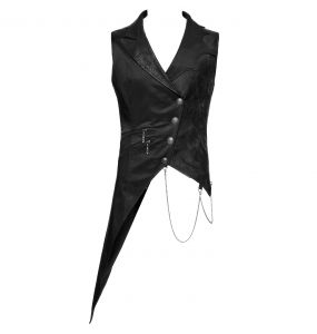 Black Jacquard 'Vittamar' Asymmetric Males Waistcoat