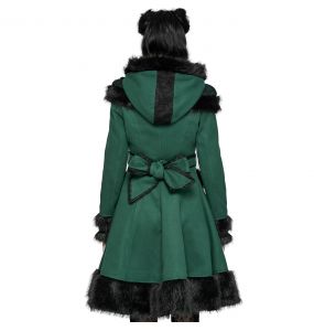 Manteau Gothic Lolita à Capuche 'Dolly' Vert et Noir