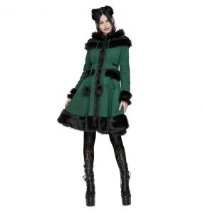 Manteau Gothic Lolita à Capuche 'Dolly' Vert et Noir