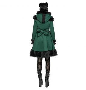 Manteau Gothic Lolita à Capuche 'Dolly' Vert et Noir