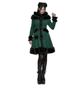 Manteau Gothic Lolita à Capuche 'Dolly' Vert et Noir