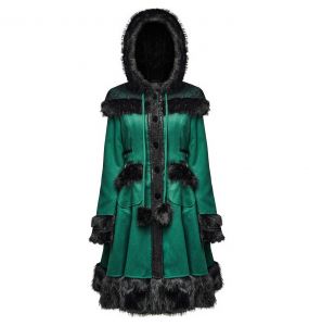 Manteau Gothic Lolita à Capuche 'Dolly' Vert et Noir