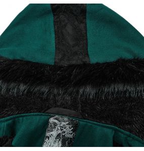 Manteau Gothic Lolita à Capuche 'Dolly' Vert et Noir