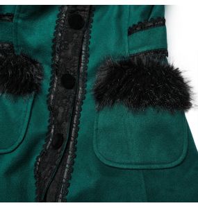 Manteau Gothic Lolita à Capuche 'Dolly' Vert et Noir