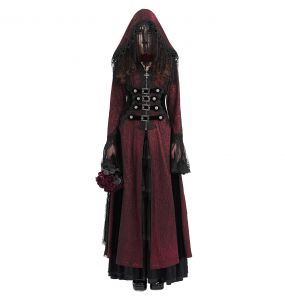 Manteau à Capuche 'Desolation' Rouge et Noir