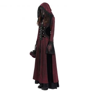 Manteau à Capuche 'Desolation' Rouge et Noir