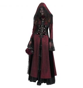 Red andBlack 'Desolation' Hooded Coat