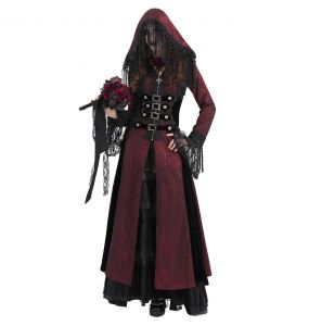 Manteau à Capuche 'Desolation' Rouge et Noir