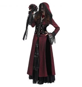 Manteau à Capuche 'Desolation' Rouge et Noir