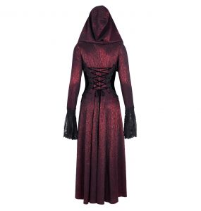 Manteau à Capuche 'Desolation' Rouge et Noir