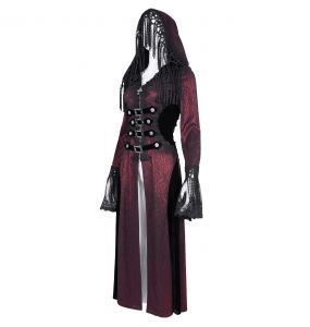 Manteau à Capuche 'Desolation' Rouge et Noir