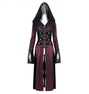 Red andBlack 'Desolation' Hooded Coat