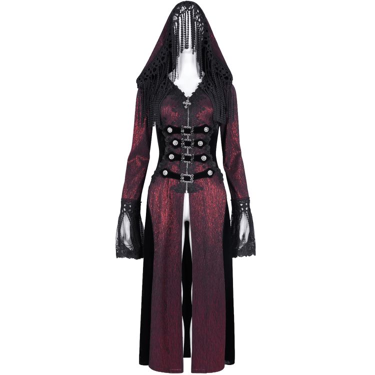 Manteau à Capuche 'Desolation' Rouge et Noir