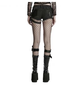 Short 'Punk Distressed' en Denim Noir