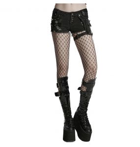 Short 'Punk Distressed' en Denim Noir