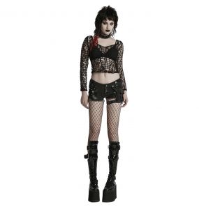 Short 'Punk Distressed' en Denim Noir