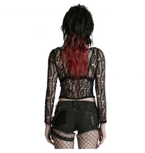 Short 'Punk Distressed' en Denim Noir