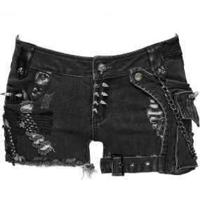 Short 'Punk Distressed' en Denim Noir