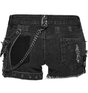 Short 'Punk Distressed' en Denim Noir