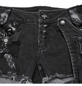 Short 'Punk Distressed' en Denim Noir