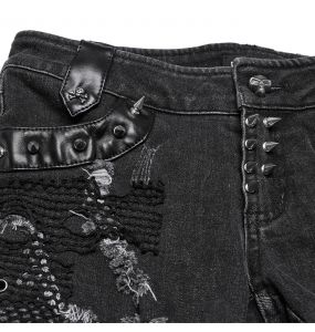 Short 'Punk Distressed' en Denim Noir