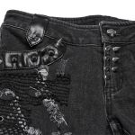 Short 'Punk Distressed' en Denim Noir