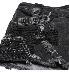 Short 'Punk Distressed' en Denim Noir