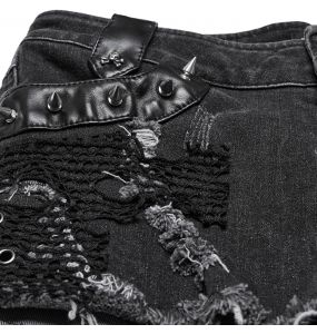 Short 'Punk Distressed' en Denim Noir