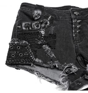 Short 'Punk Distressed' en Denim Noir