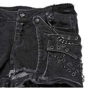 Short 'Punk Distressed' en Denim Noir