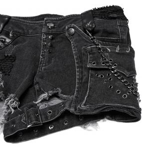 Short 'Punk Distressed' en Denim Noir