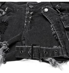 Short 'Punk Distressed' en Denim Noir