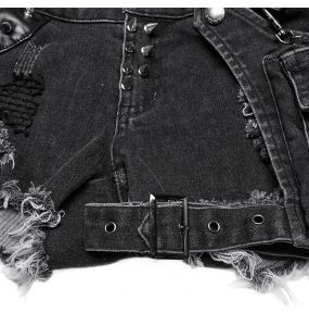 Short 'Punk Distressed' en Denim Noir
