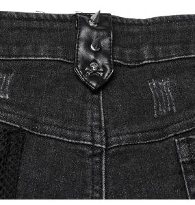 Short 'Punk Distressed' en Denim Noir