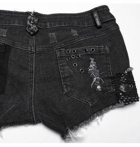 Short 'Punk Distressed' en Denim Noir