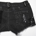 Short 'Punk Distressed' en Denim Noir