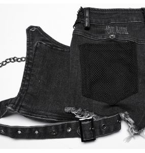 Short 'Punk Distressed' en Denim Noir
