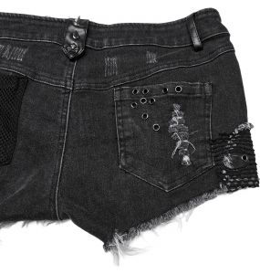 Short 'Punk Distressed' en Denim Noir