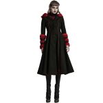 Black and Red 'Karmay' Hooded Coat