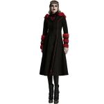 Manteau à Capuche 'Karmay' Noir et Rouge