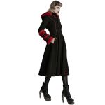 Black and Red 'Karmay' Hooded Coat