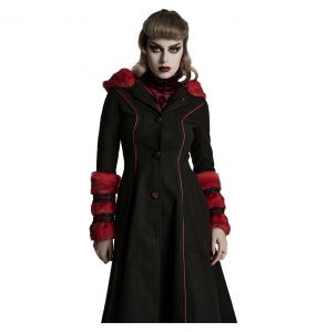 Manteau à Capuche 'Karmay' Noir et Rouge