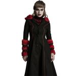 Black and Red 'Karmay' Hooded Coat