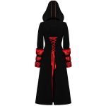Manteau à Capuche 'Karmay' Noir et Rouge