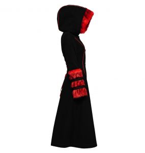 Black and Red 'Karmay' Hooded Coat