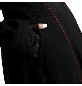 Black and Red 'Karmay' Hooded Coat